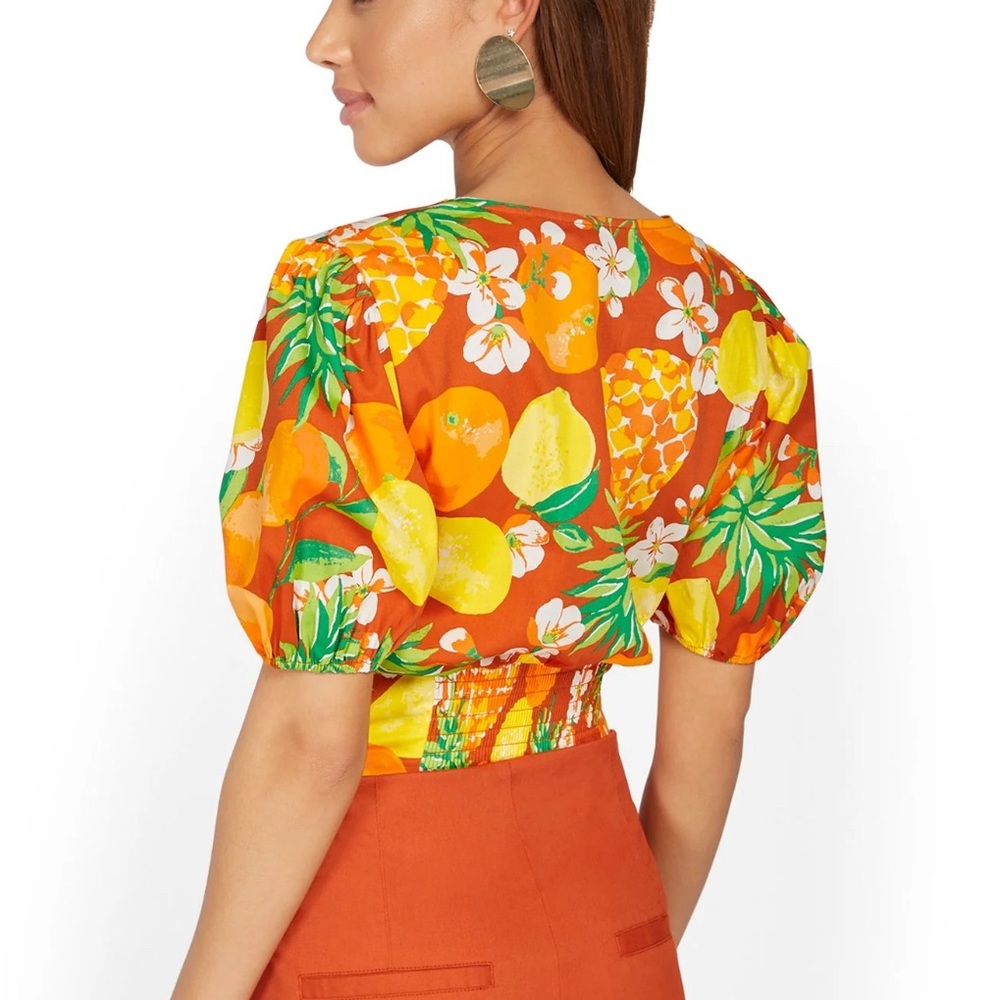 New York & Co NWT Fruit-Print O-Ring Poplin Top Size XL - Picture 2 of 8
